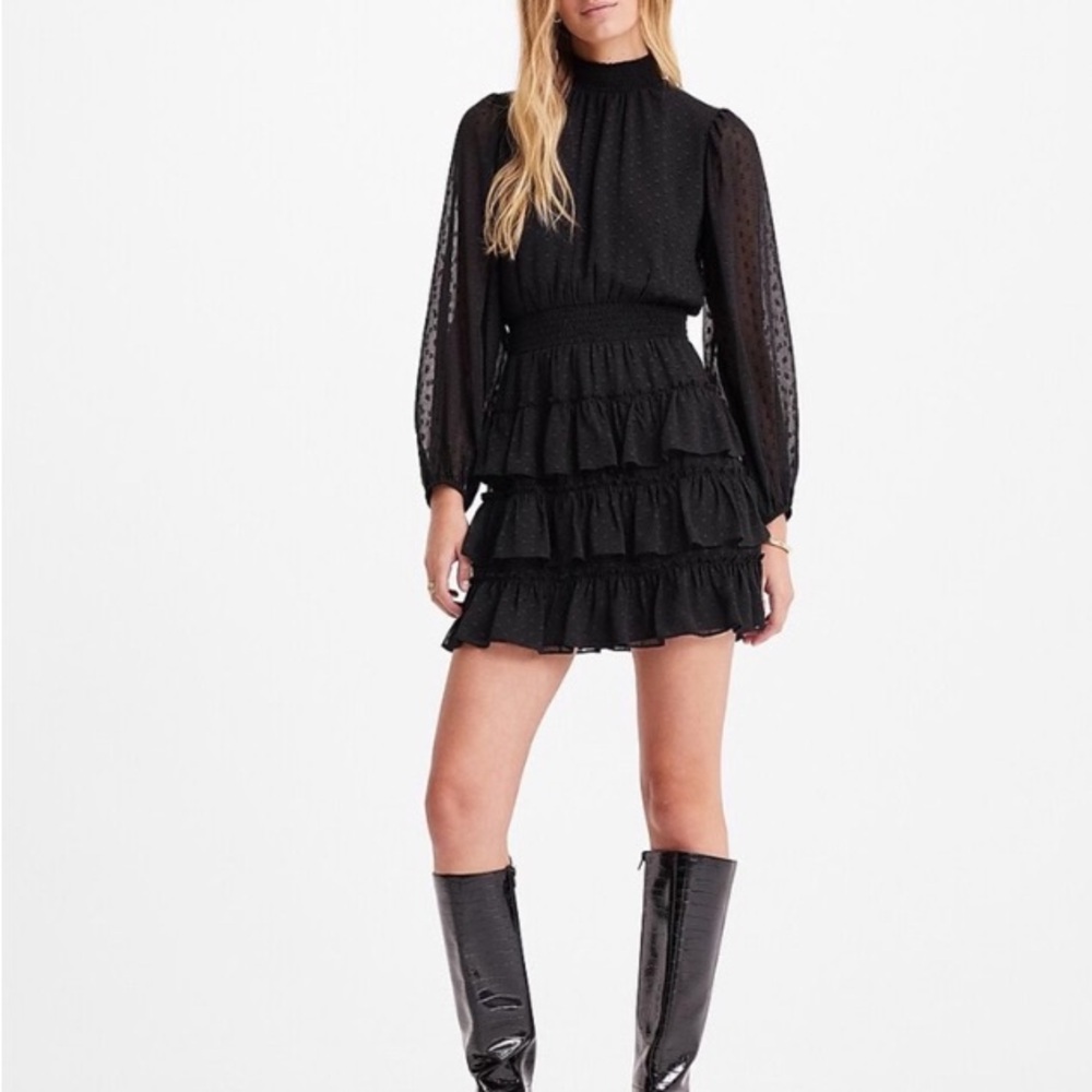 Express Black Ruffled Mini Dress - Picture 3 of 5
